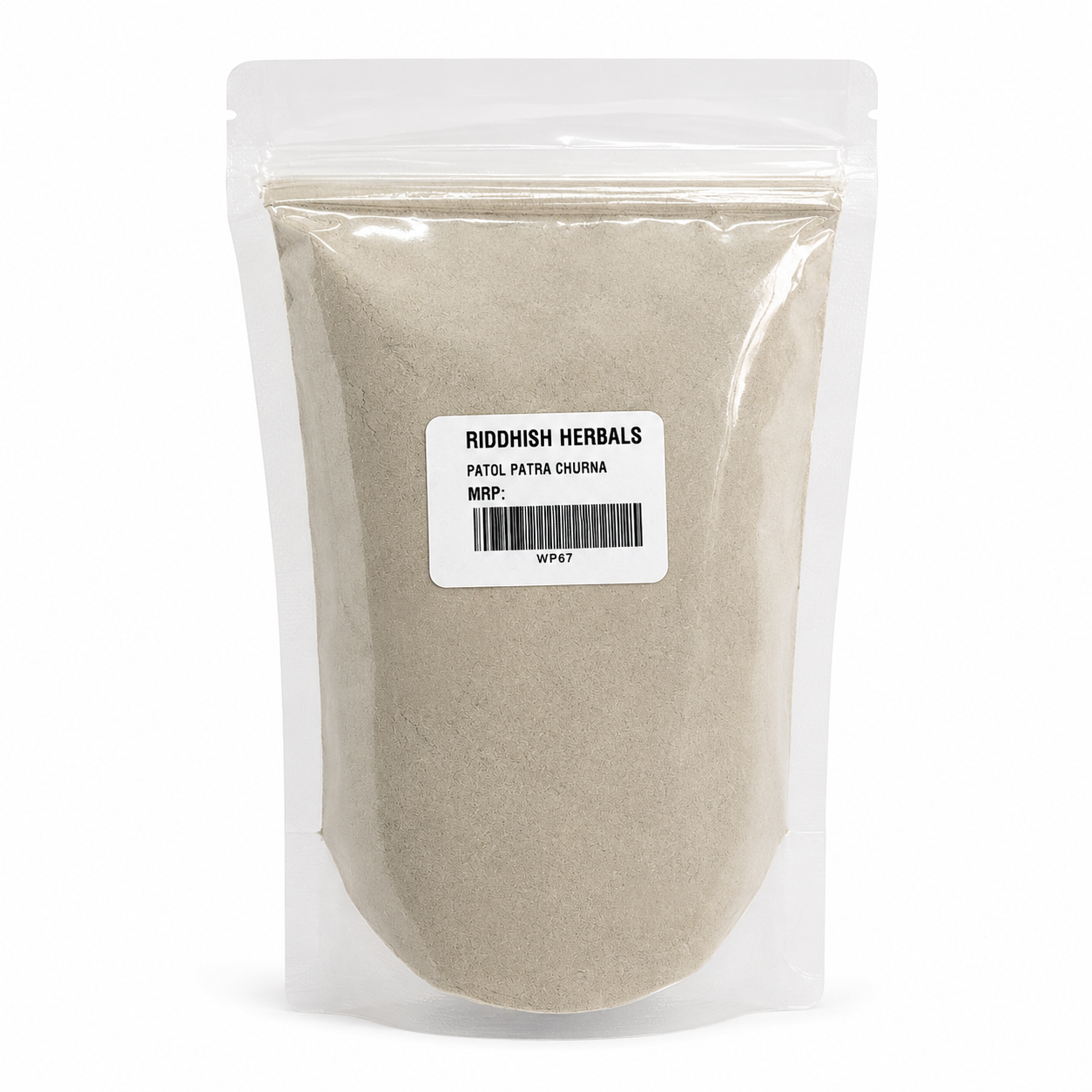 Patol Patra Churna front pouch mockup with MRP value removed - Riddhish Herbals