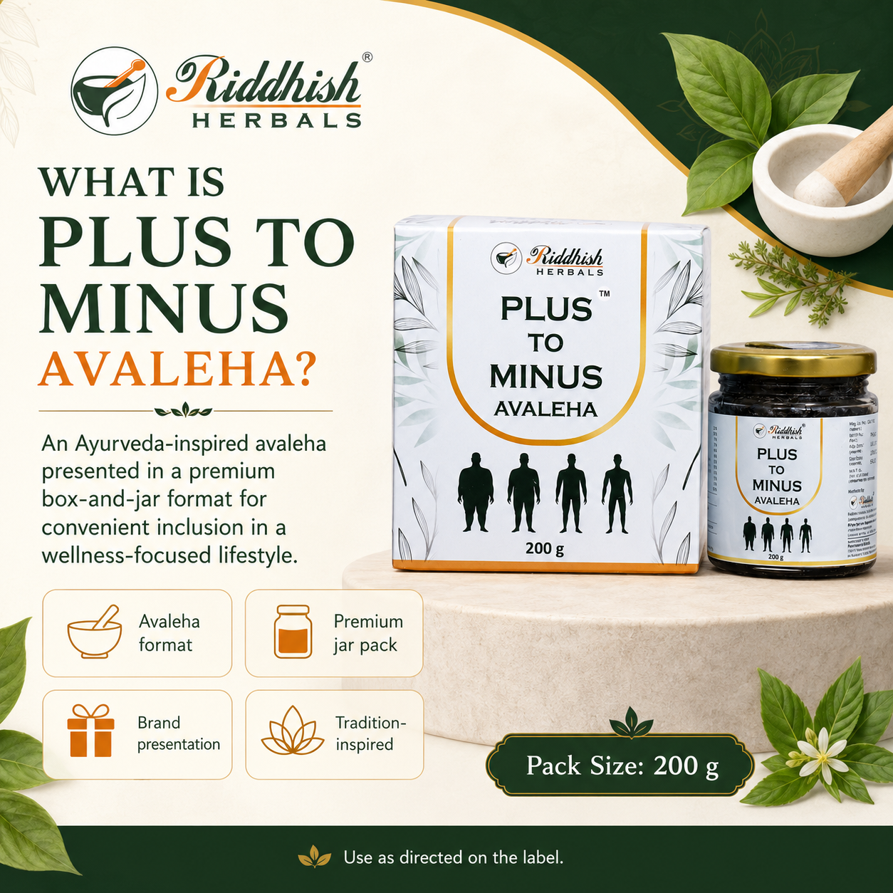 What is Plus To Minus Avaleha premium box and jar format infographic