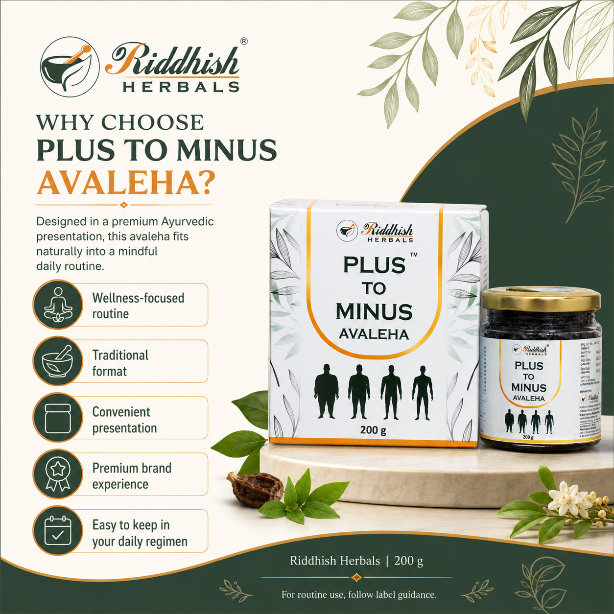 Why choose Plus To Minus Avaleha daily wellness routine infographic