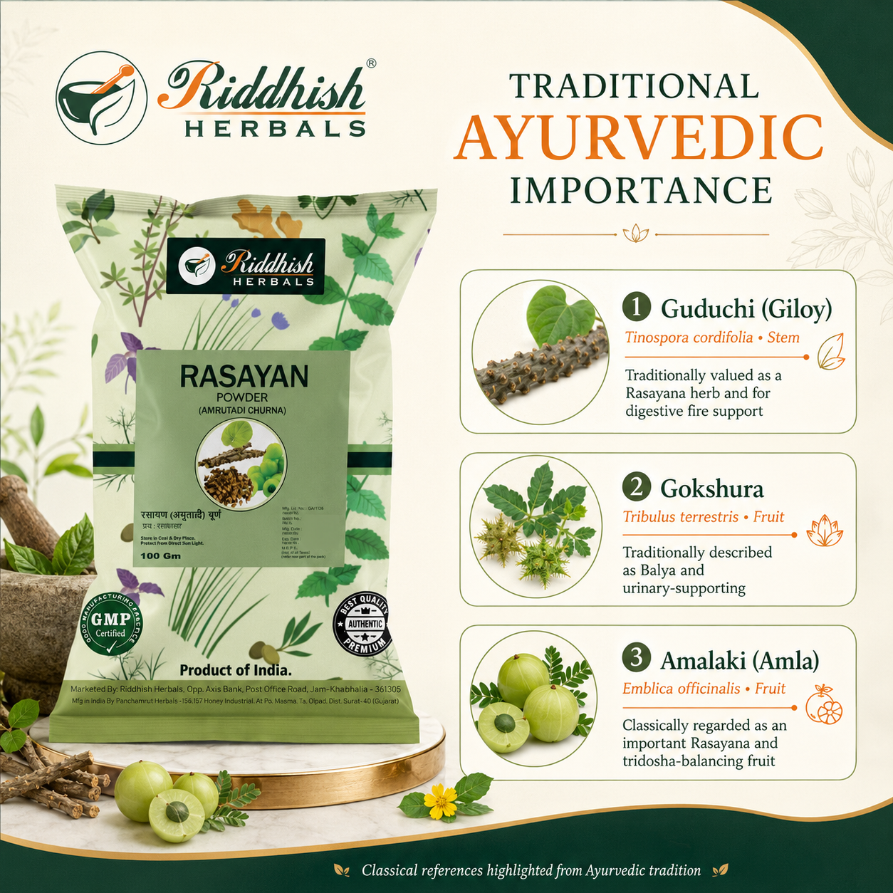 Rasayan Churna traditional Ayurvedic importance of Guduchi Gokshura and Amalaki