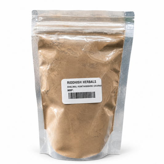 Riddhish Herbals Shalmali Kantak Churna front pouch mockup