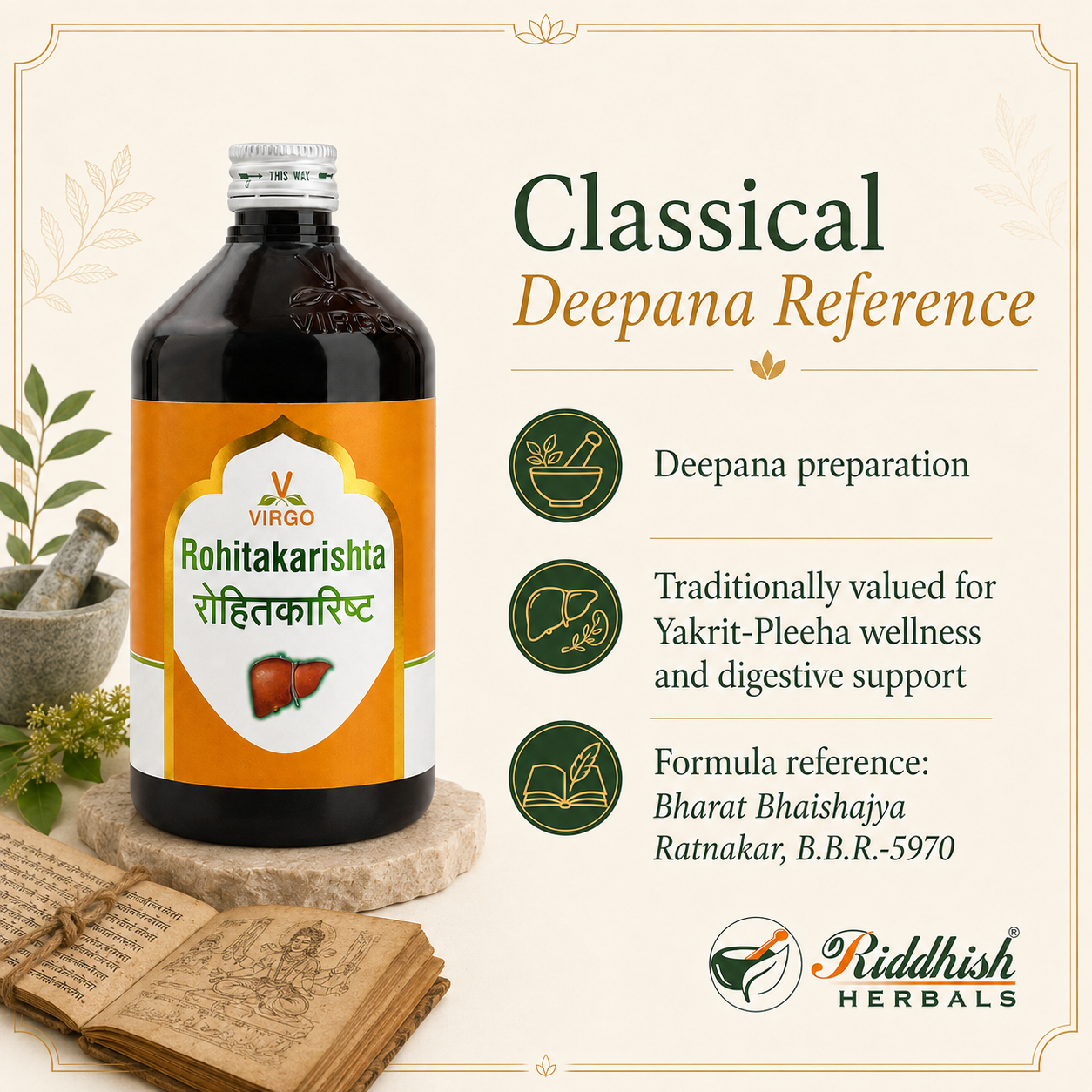Rohitakarishta Virgo classical Deepana reference Yakrit Pleeha BBR 5970 infographic