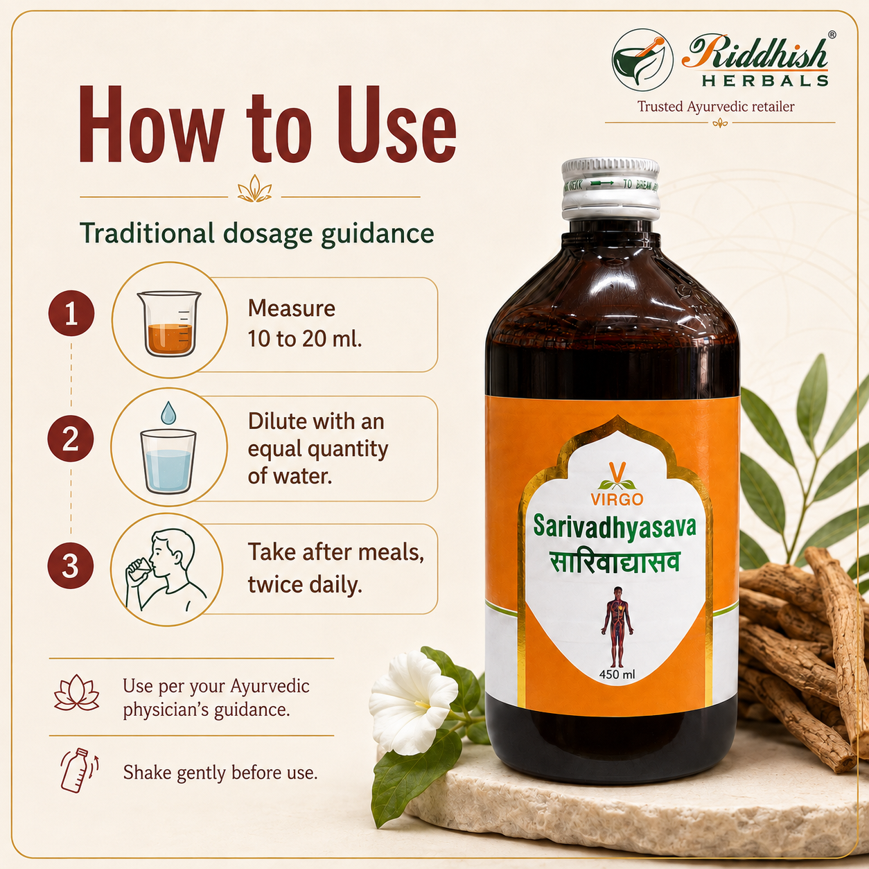 Sarivadhyasava Virgo traditional usage guidance how to use infographic