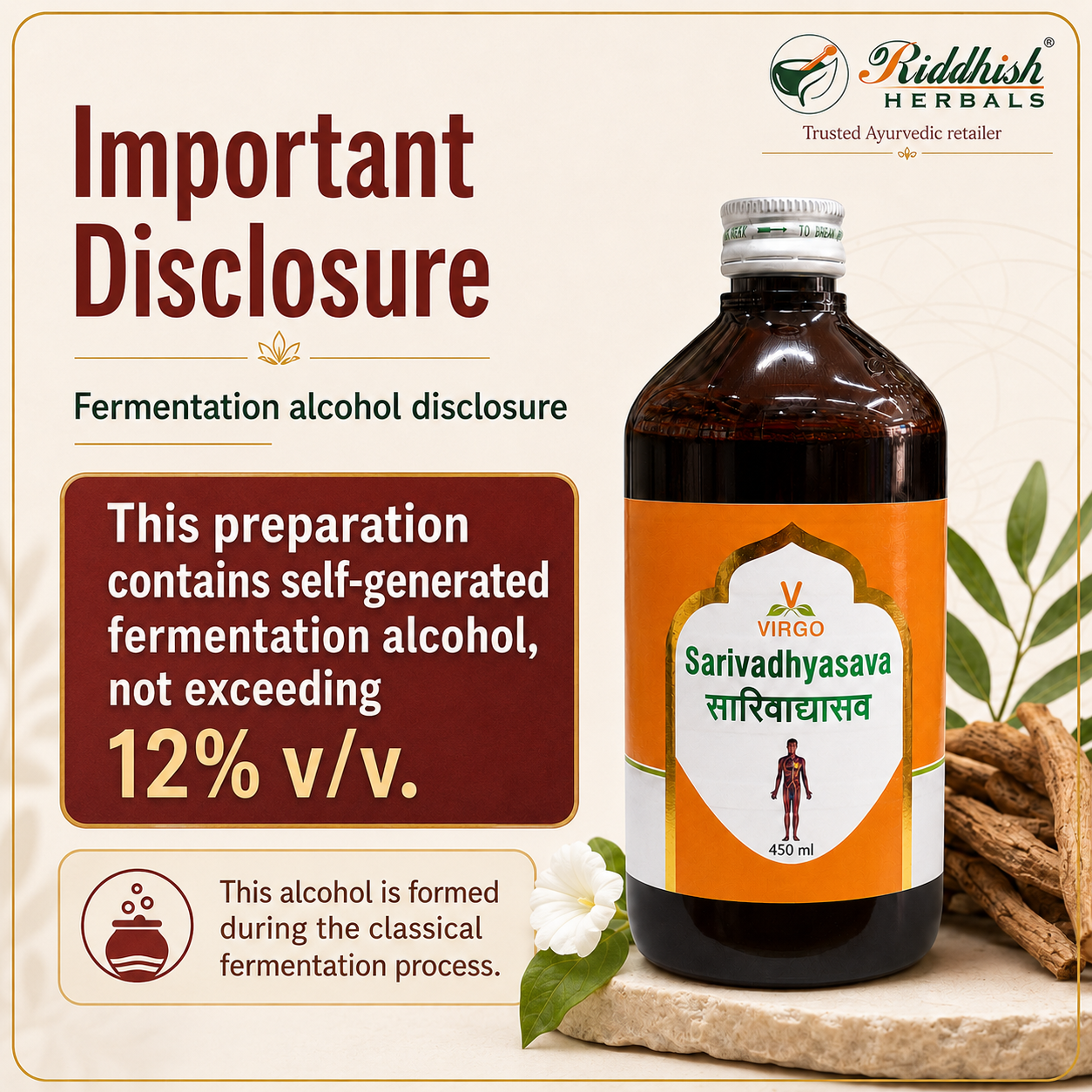 Sarivadhyasava Virgo self generated fermentation alcohol disclosure infographic