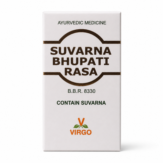 Suvarna Bhupati Rasa Virgo front product box mockup