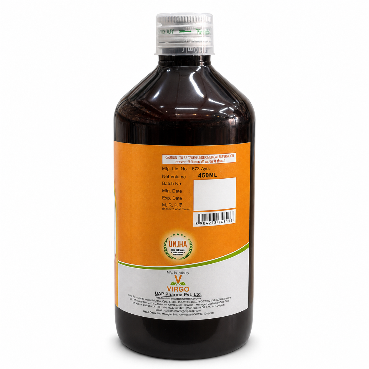 Virgo Chandanasava 450 ml back view