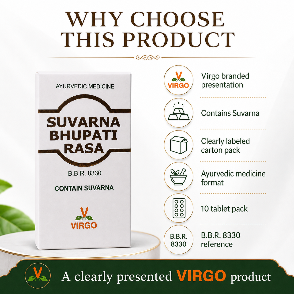 Virgo Suvarna Bhupati Rasa why choose this product infographic