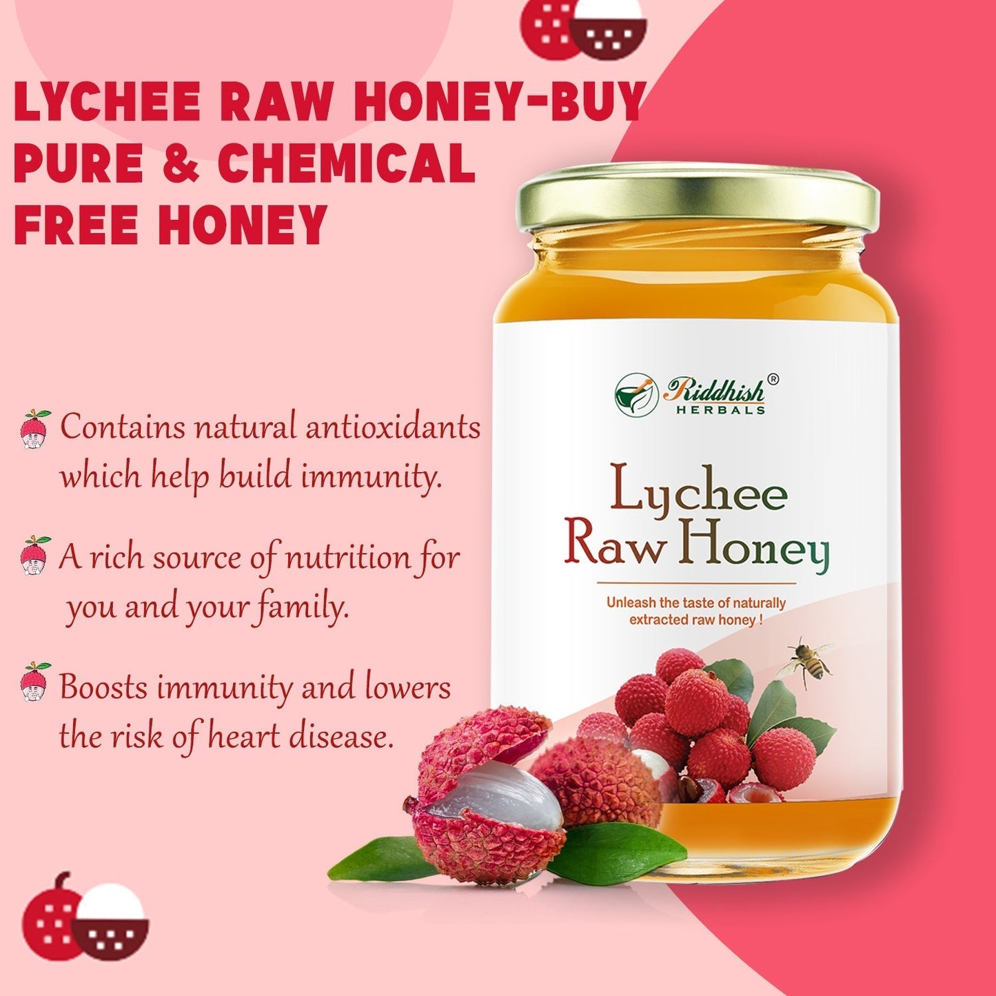 Lychee Honey Raw Organic Honey 500g | Natural Taste Honey | Raw and Unprocessed | Punjab Region